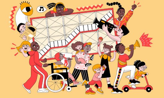 "Viens avec nous" au Centre Pompidou - affiche, dessin de Marjorie Bourgoin